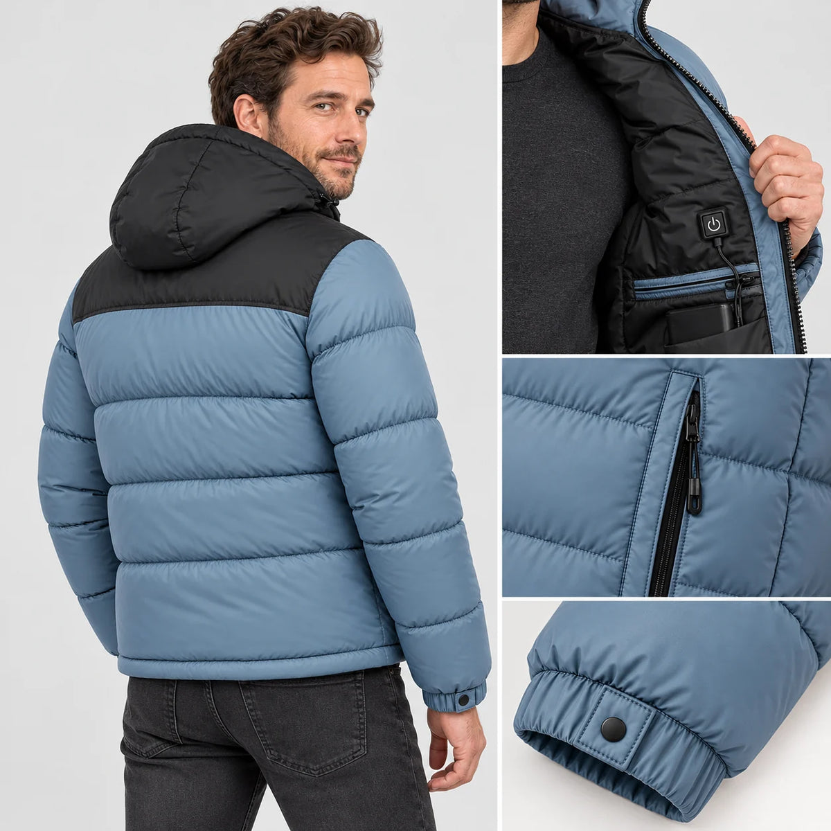 Vattert varmejakke unisex PyreFit Gletor, bakfra