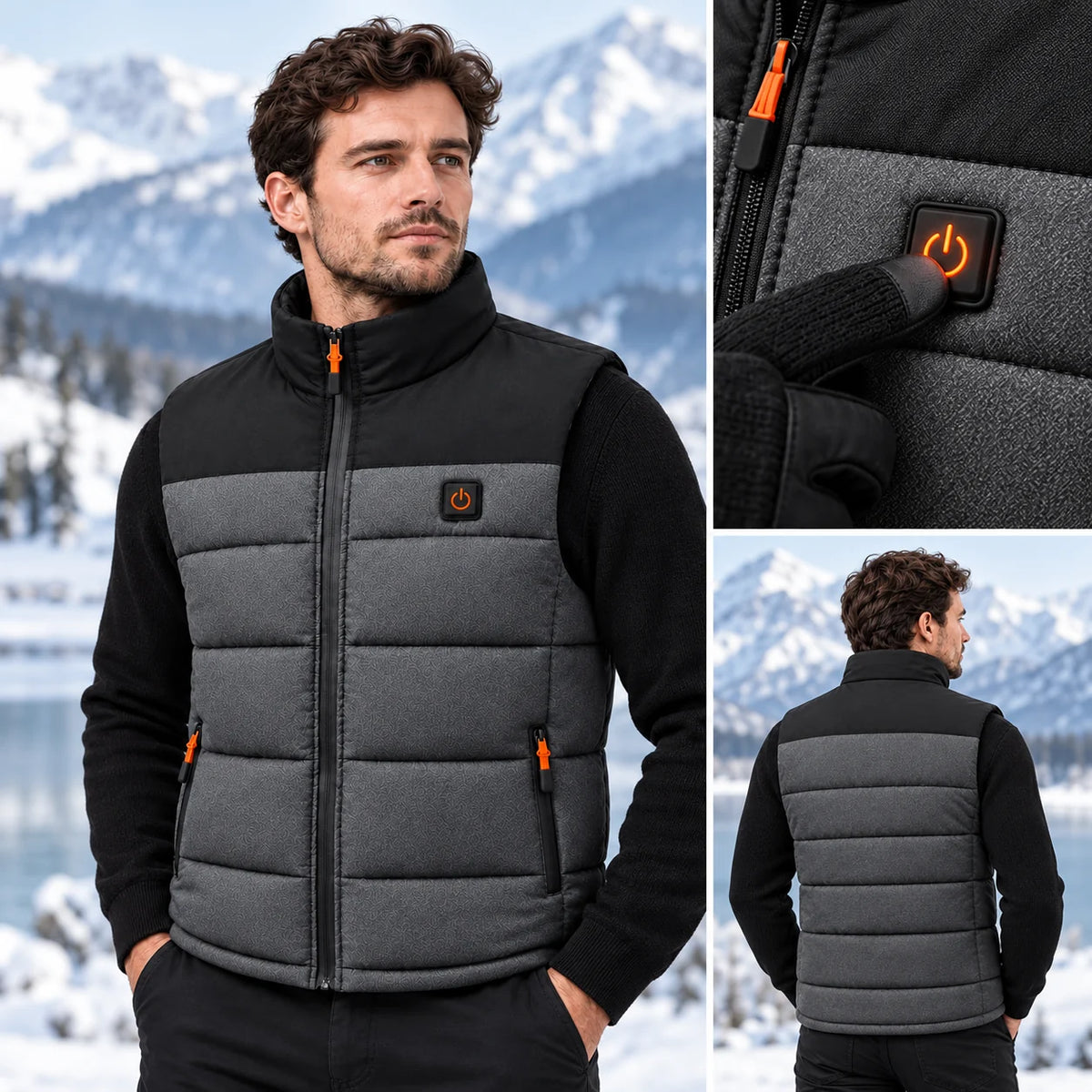 Varmevest unisex PyreFit Trailon, kontrollknappen i nærbilde