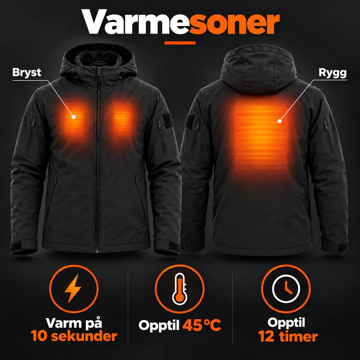 Varmejakke for hverdagen PyreFit Summaro: varmesoner på bryst og rygg