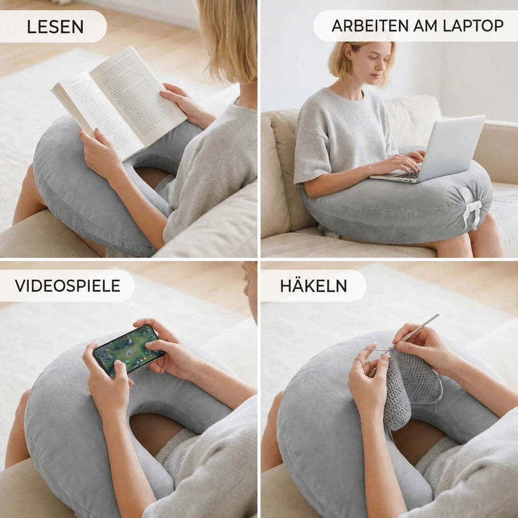 Én pute. Mange måter å slappe av på.