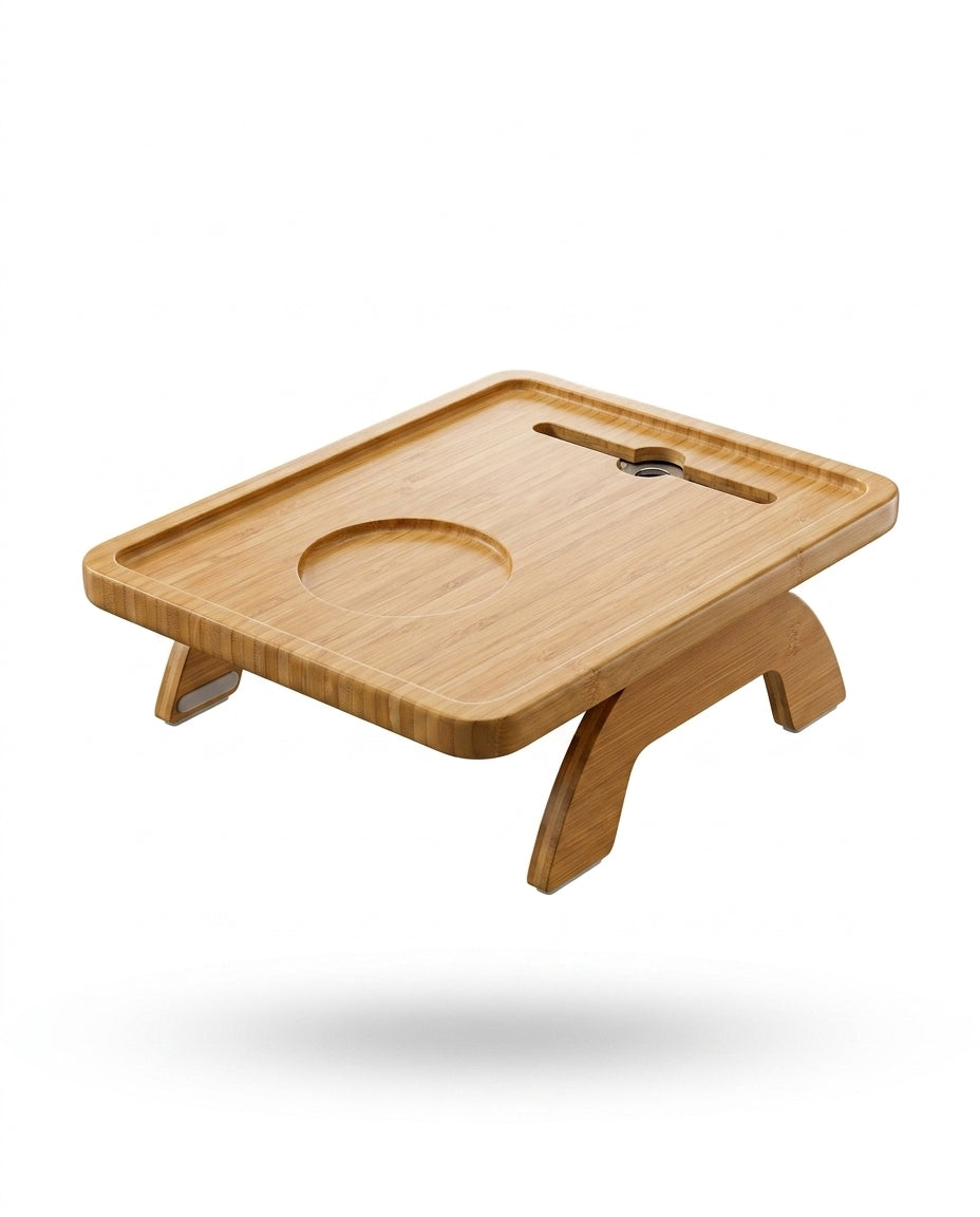 Sofabrett for armlenet med dreibar mobilholder – håndfri komfort i sofaen – produktbilde 1
