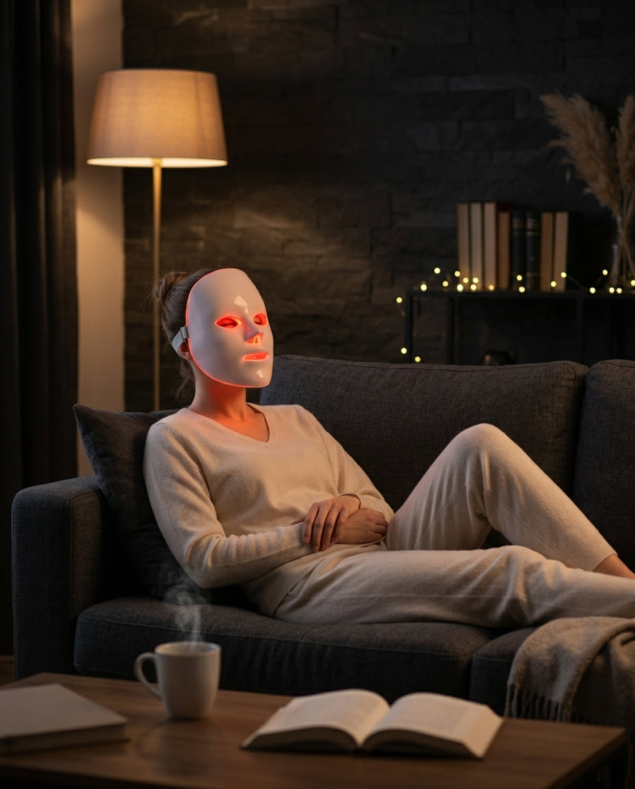 LED-ansiktsmaske for hjemmet – flere lysmoduser for rolig hudpleie om kvelden – produktbilde 2