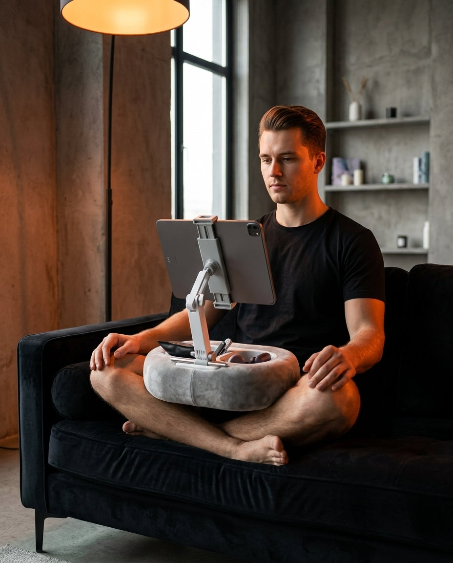 Nettbrettstativ som myk pute – les og strøm med frie hender i sengen og sofaen – produktbilde 3