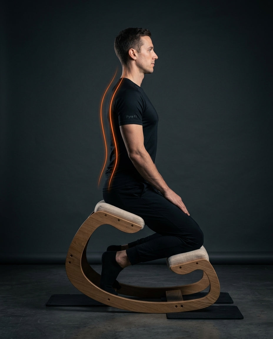 Ergonomisk knestol med polstring – oppreist holdning ved pulten – produktbilde 3