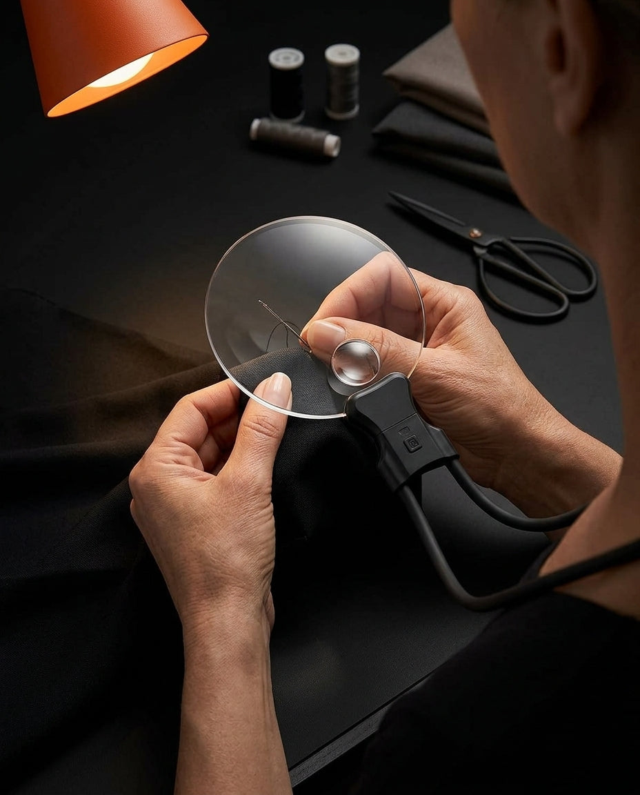 Forstørrelsesglass til å henge rundt halsen – 3x håndfritt for søm, hobby og liten skrift – produktbilde 4