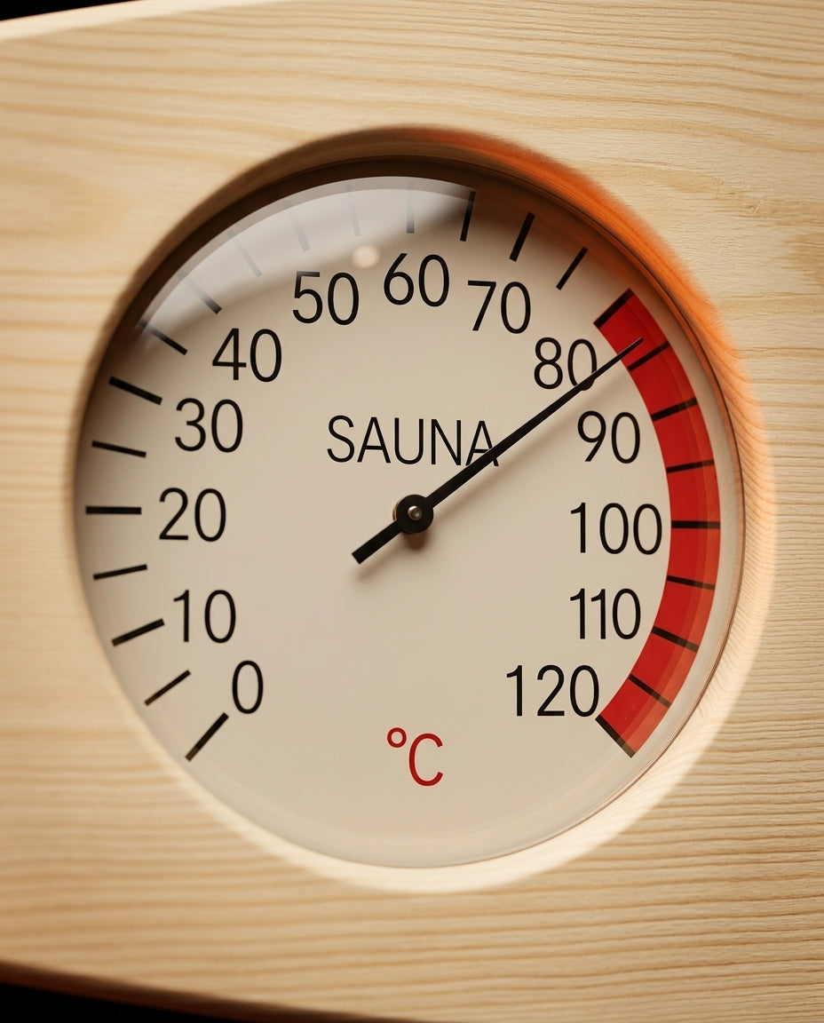Badstutermometer og hygrometer i tre – varme og luftfuktighet med ett blikk – produktbilde 5