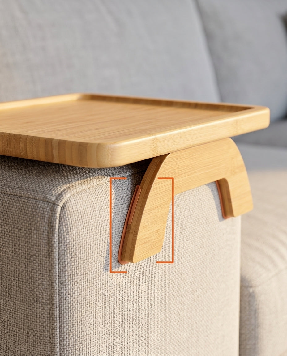 Sofabrett for armlenet med dreibar mobilholder – håndfri komfort i sofaen – produktbilde 7