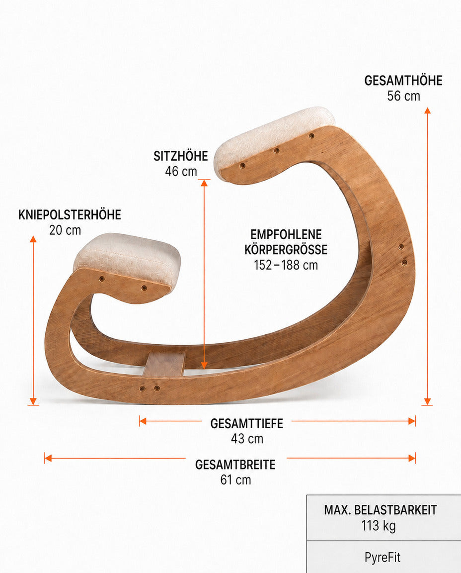 Ergonomisk knestol med polstring – oppreist holdning ved pulten – produktbilde 7