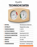 Badstutermometer og hygrometer i tre – varme og luftfuktighet med ett blikk – produktbilde 9