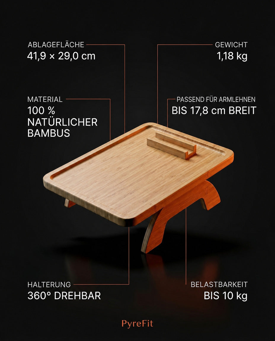 Sofabrett for armlenet med dreibar mobilholder – håndfri komfort i sofaen – produktbilde 8