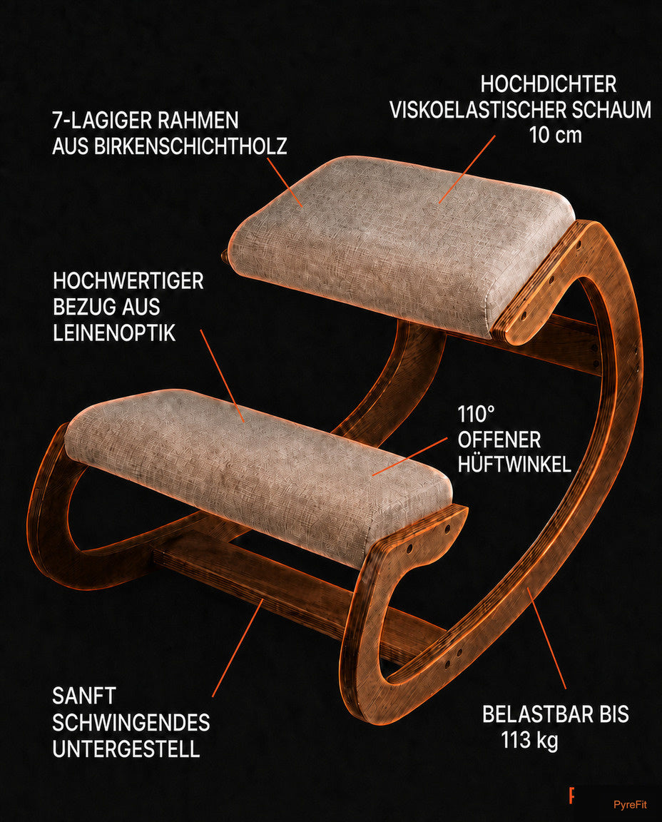 Ergonomisk knestol med polstring – oppreist holdning ved pulten – produktbilde 8