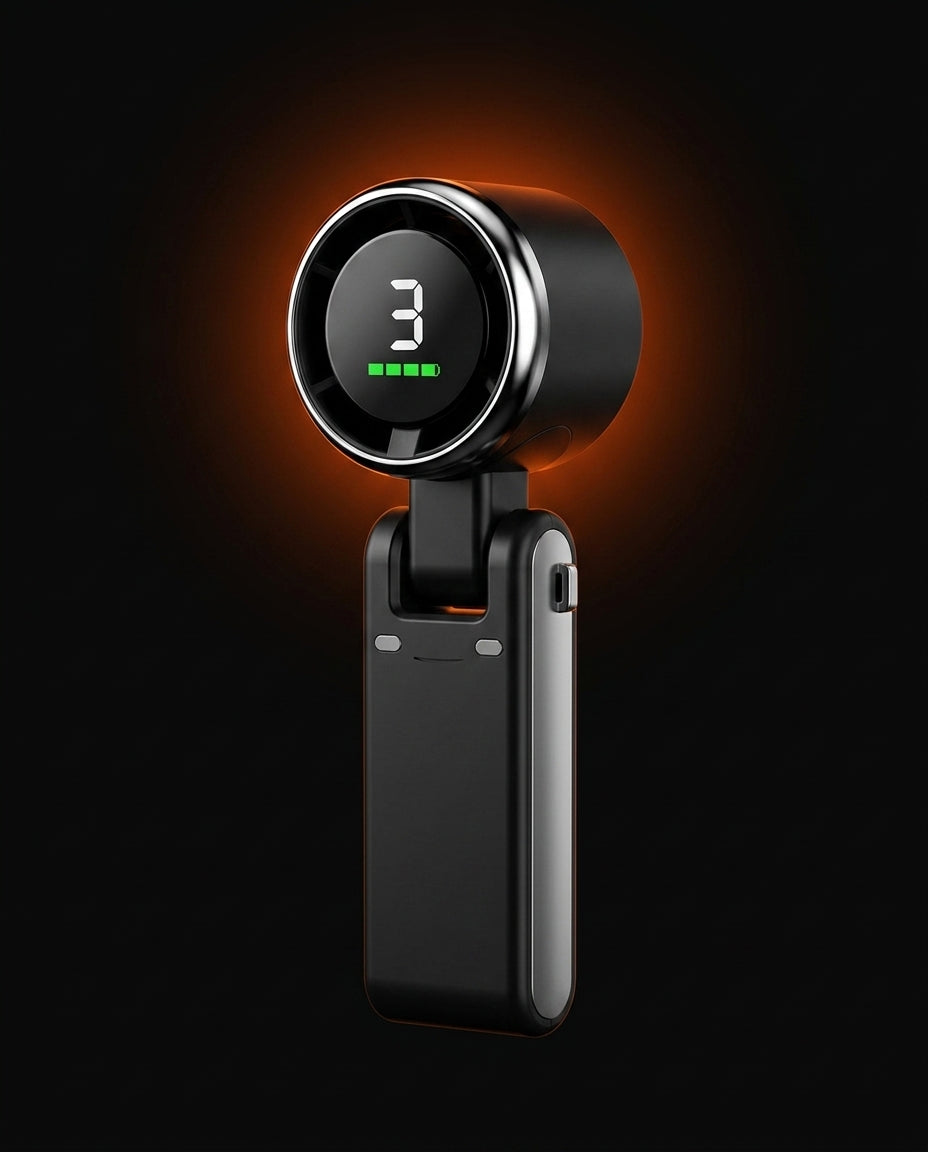 Håndvifte med turbo og digital skjerm – sammenleggbar og lades via USB-C – produktbilde 11