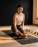 Syngebolle i kobber med kølle og pute – håndlaget for meditasjon – produktbilde 10