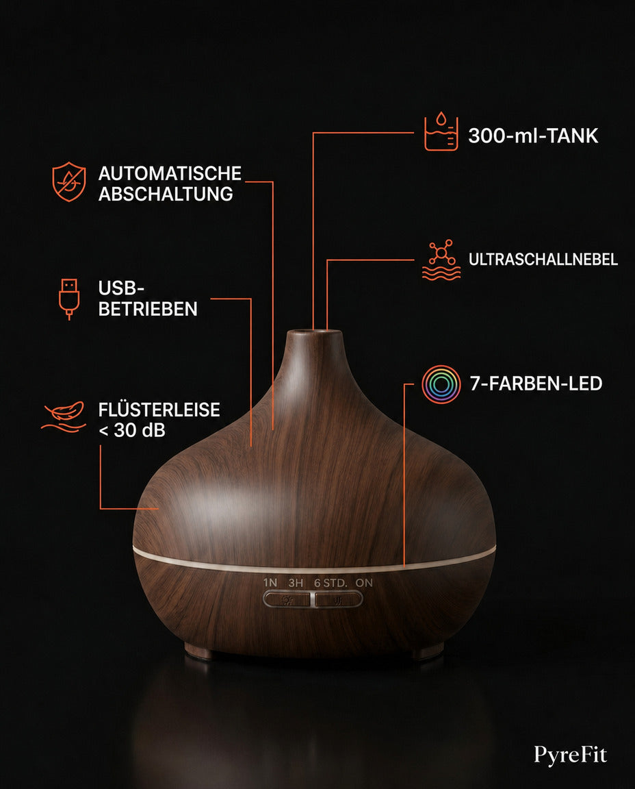 Aromadiffuser med fargelys – ultralydtåke i trelook for et roligere rom – produktbilde 10