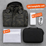 Komplett sett: Alpino, powerbank 20 000 mAh, ladekabel, vaskepose og veske