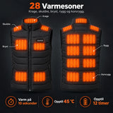 Varmevest unisex PyreFit Aurina: 28 varmesoner på krage, skuldre, bryst, rygg og korsrygg
