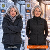 Sammenligning: vanlig vinterjakke og Feinora med varme