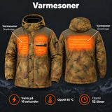 Oppvarmet frakk herre i kamuflasje PyreFit Mistro: varmesoner på overkroppen