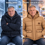Sammenligning: vanlig vinterjakke og Orielle med varme