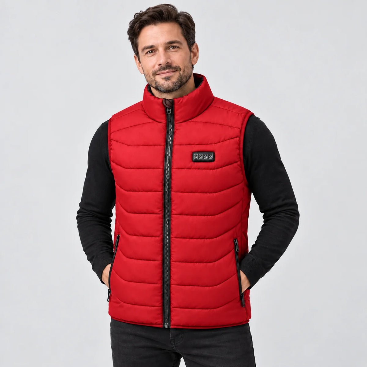 Varmevest unisex PyreFit Aurina i rødt, forfra