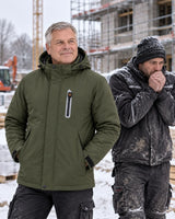 Oppvarmet parkas herre PyreFit Calvero en vinterdag: på byggeplassen