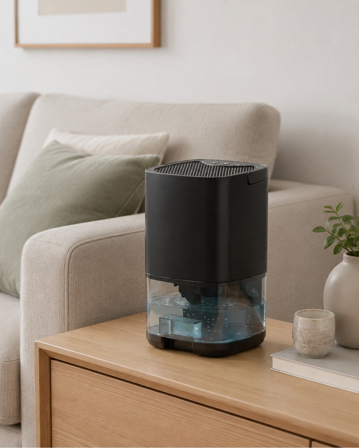 Mini-avfukter med 1-liters vanntank – svart – produktbilde 5
