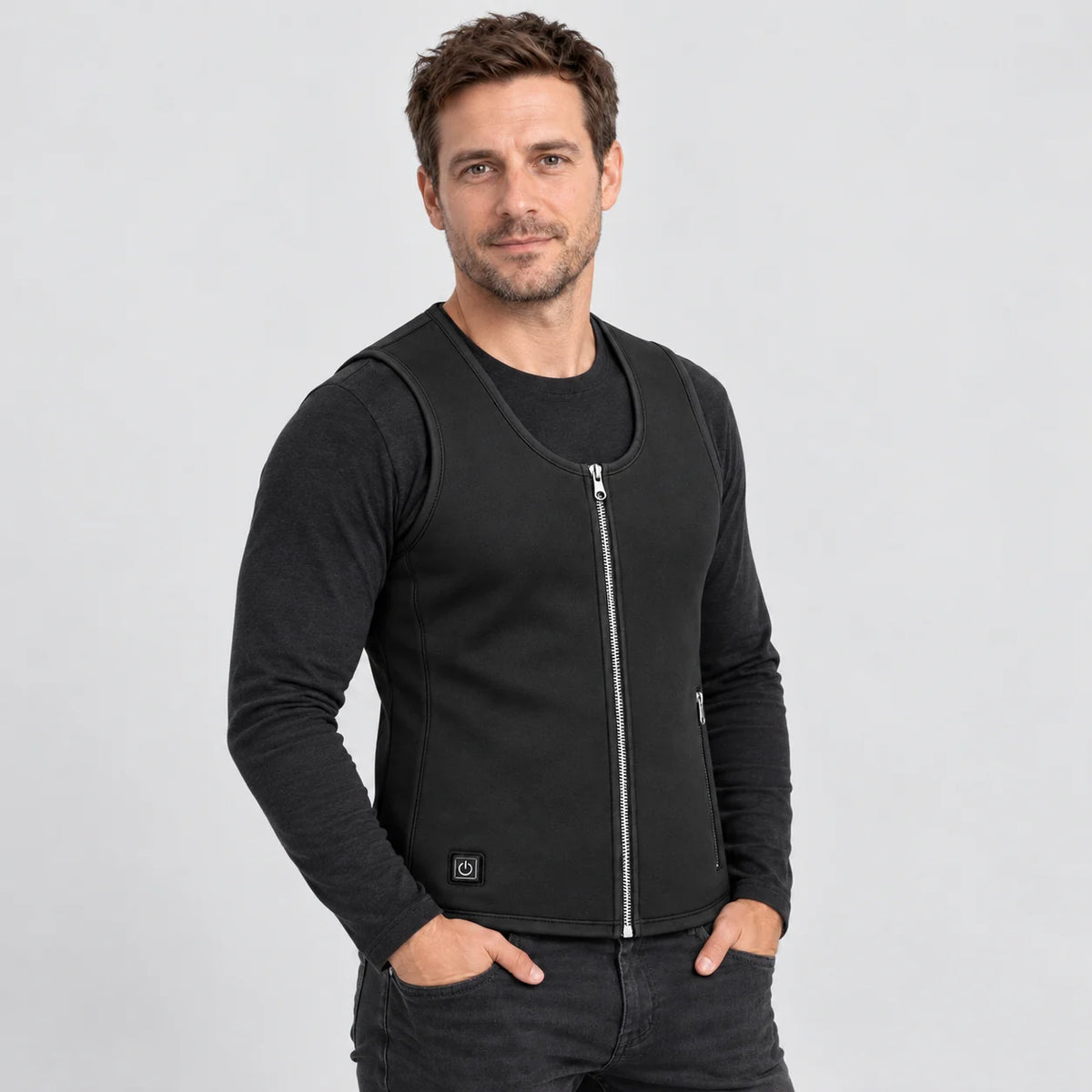 Tynn varmevest unisex PyreFit Duvaro, på modell, forfra