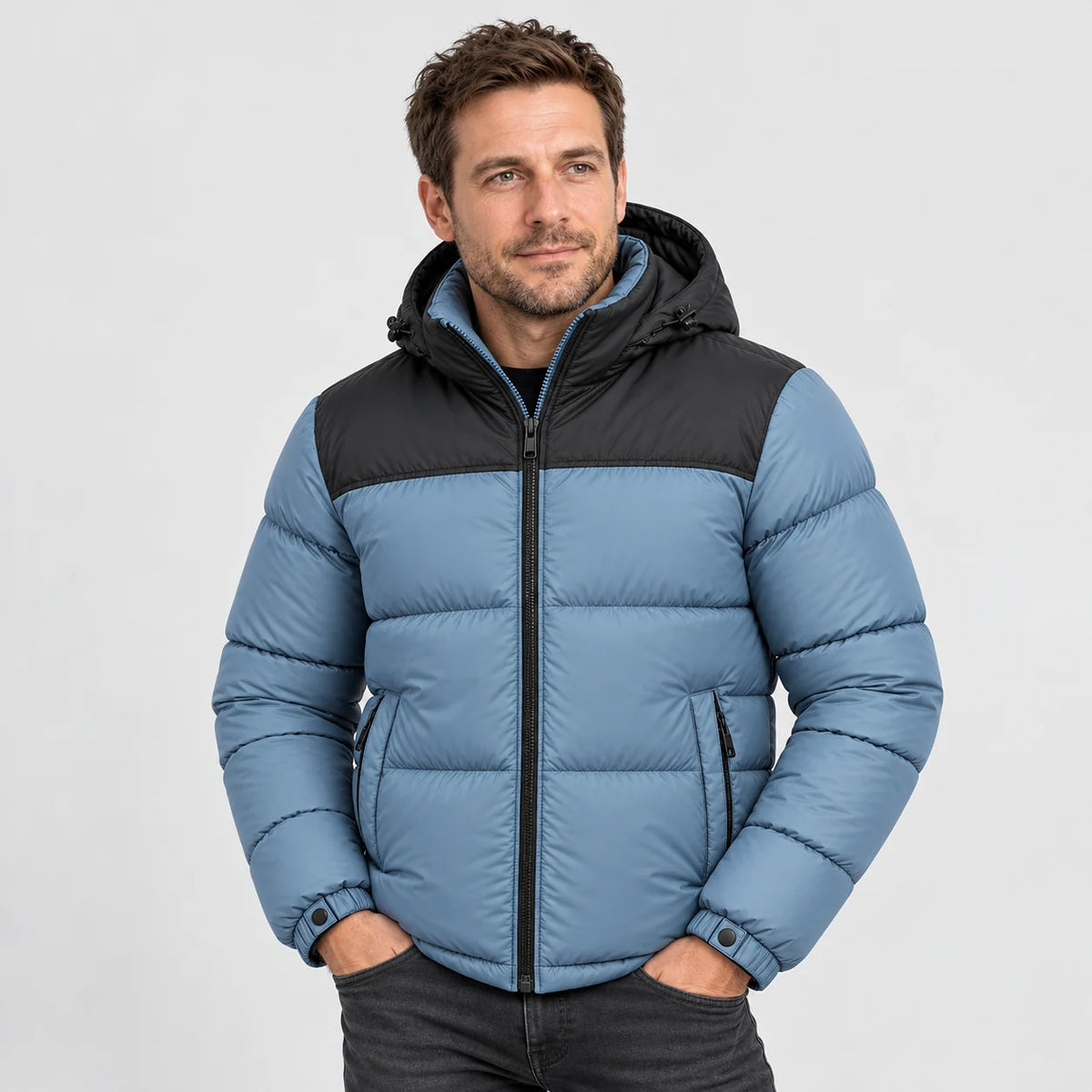 Vattert varmejakke unisex PyreFit Gletor, på modell, forfra