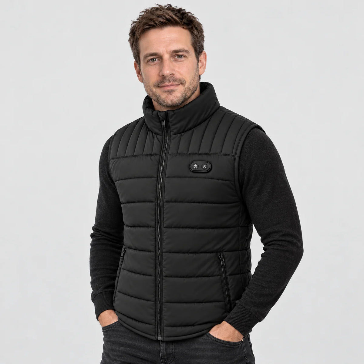 Varmevest unisex PyreFit Matrixor, på modell, forfra