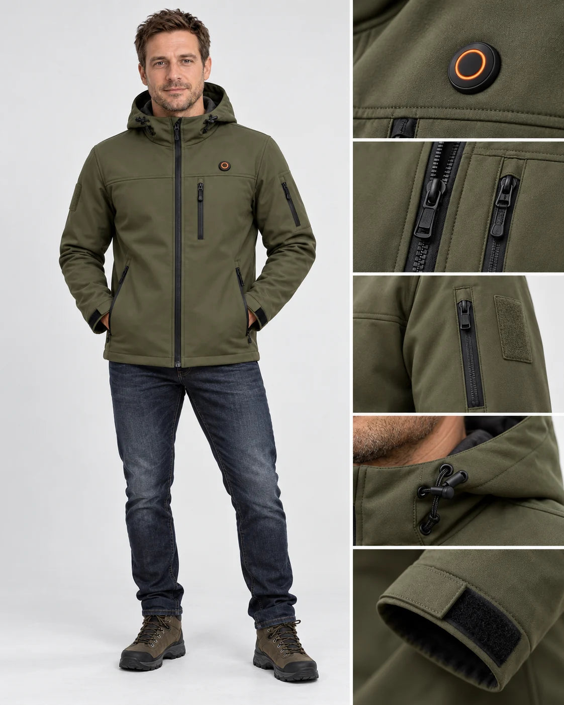 Varmejakke i softshell PyreFit Novera, helfigur