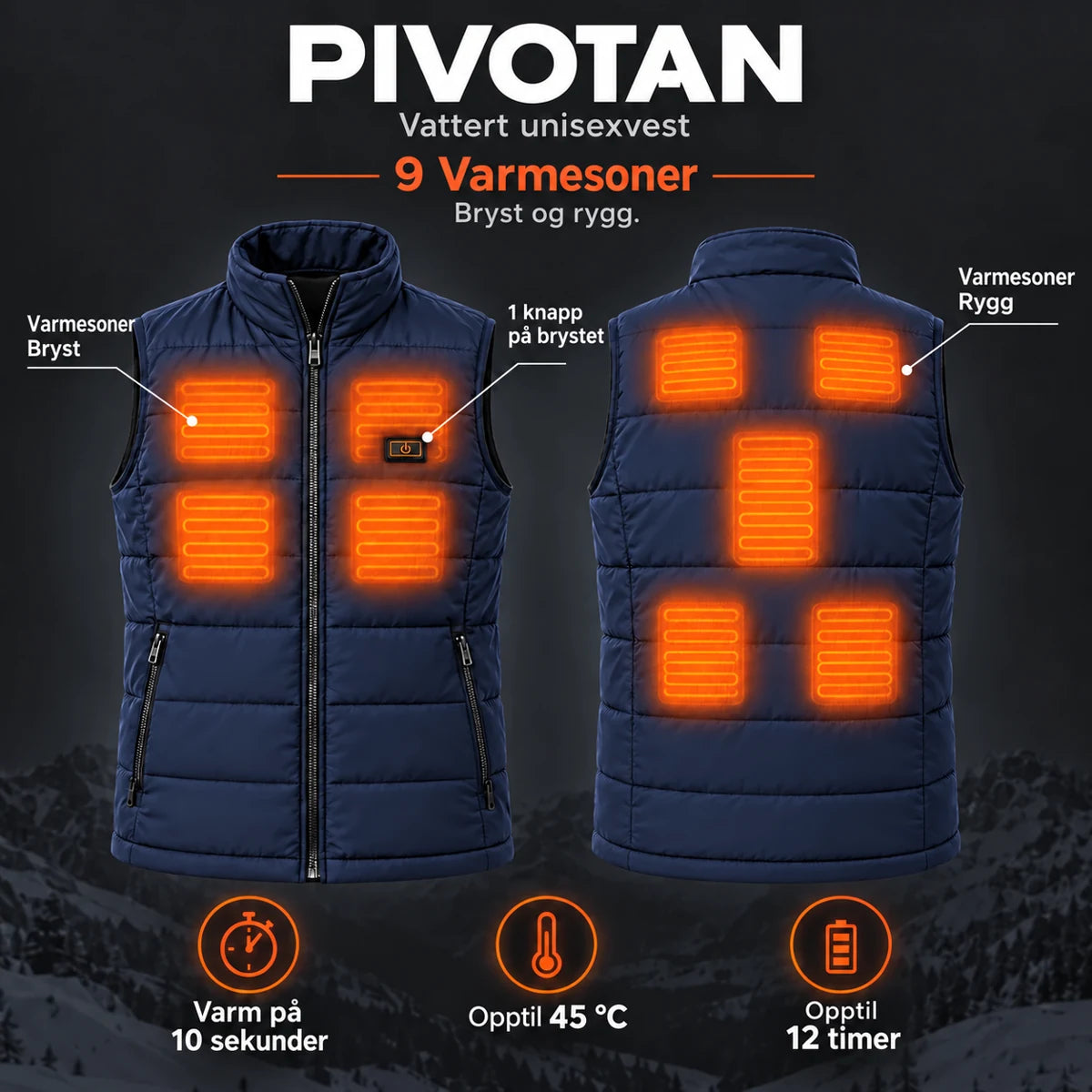 PyreFit Pivotan i marineblå – varmesoner