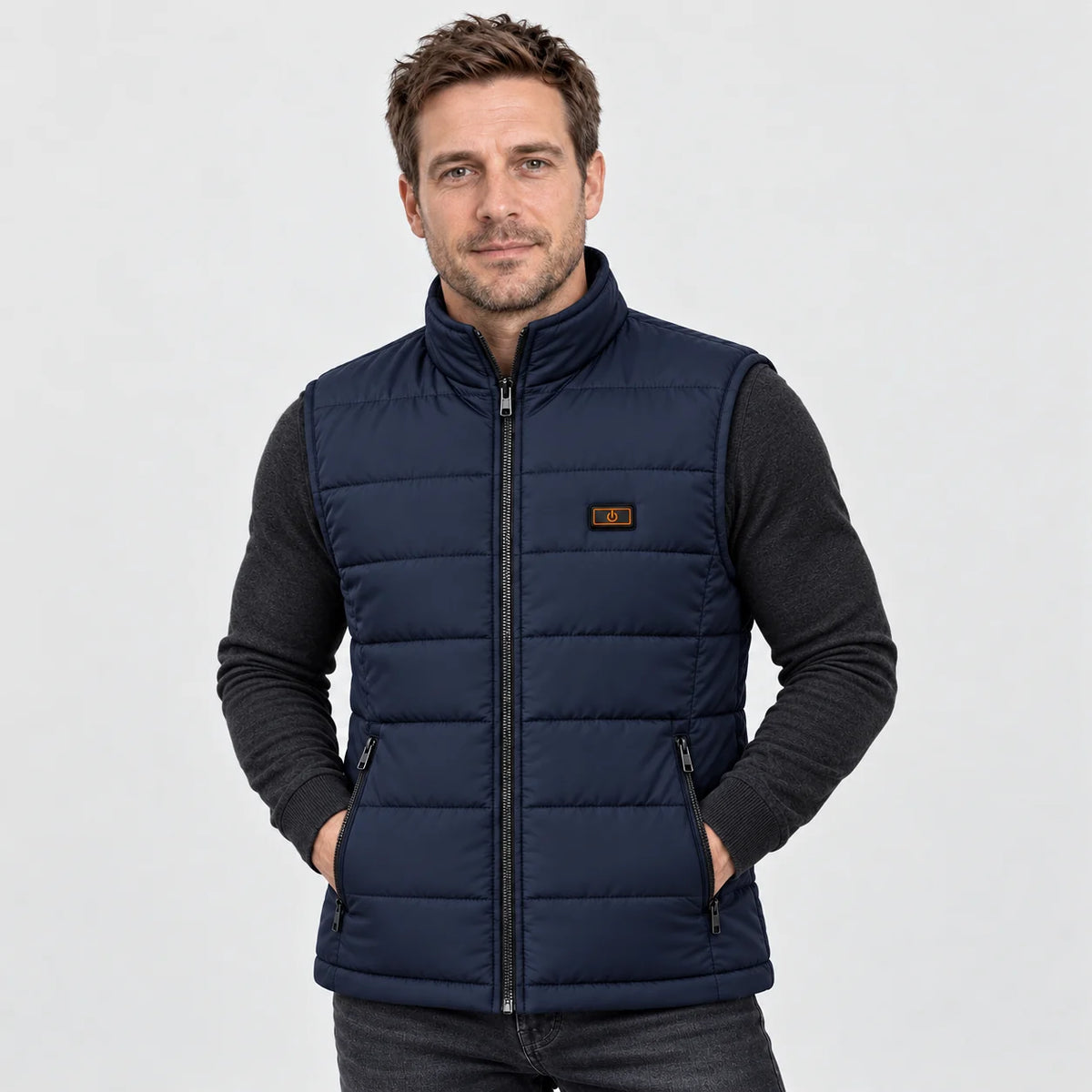 Vattert varmevest unisex PyreFit Pivotan i marineblått, forfra