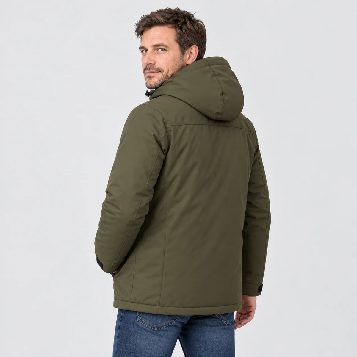 Oppvarmet parkas herre PyreFit Regaro, bakfra