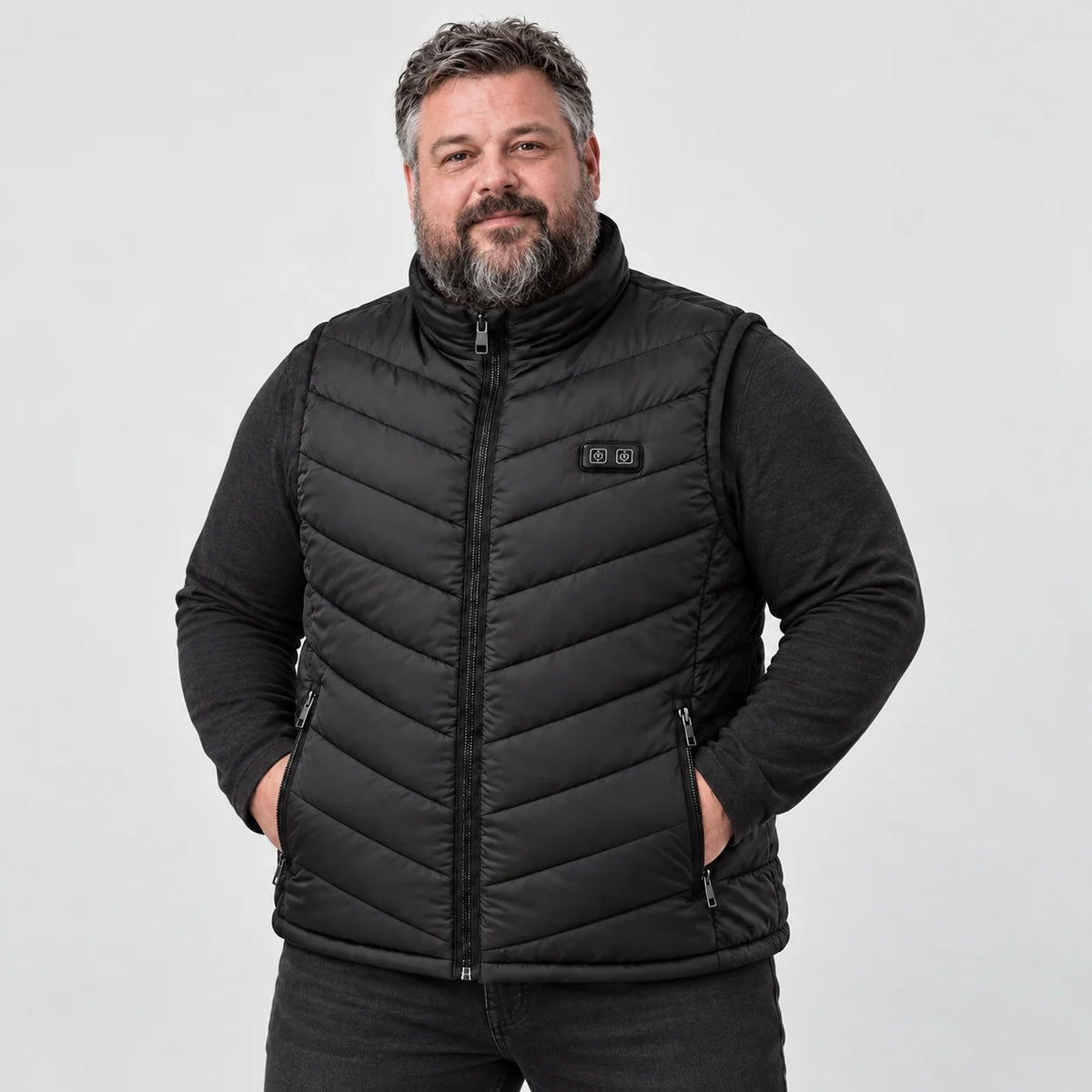Varmevest unisex i store størrelser PyreFit Schattor, på modell, forfra