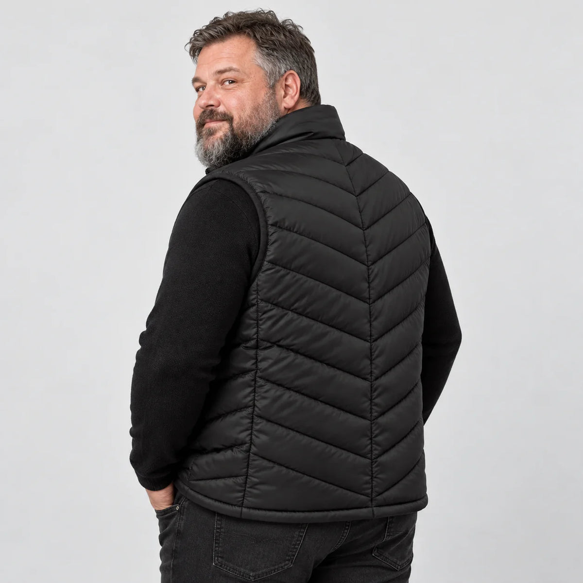 Varmevest unisex i store størrelser PyreFit Schattor, bakfra