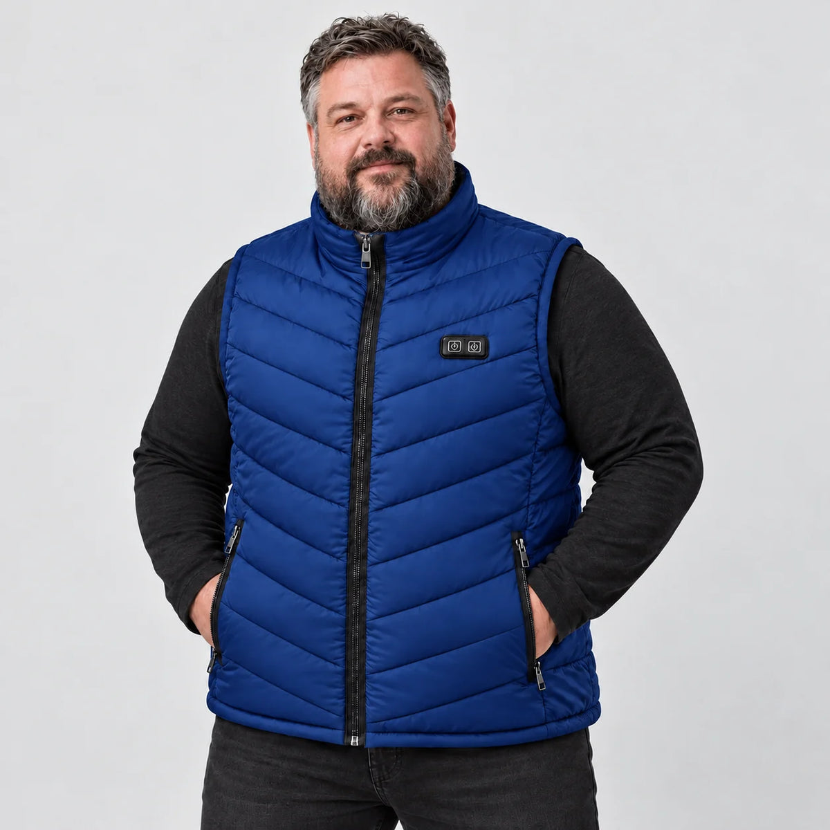 Varmevest unisex i store størrelser PyreFit Schattor i blått, forfra