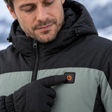 Oppvarmet parkas unisex PyreFit Schiefer, kontrollknappen i nærbilde