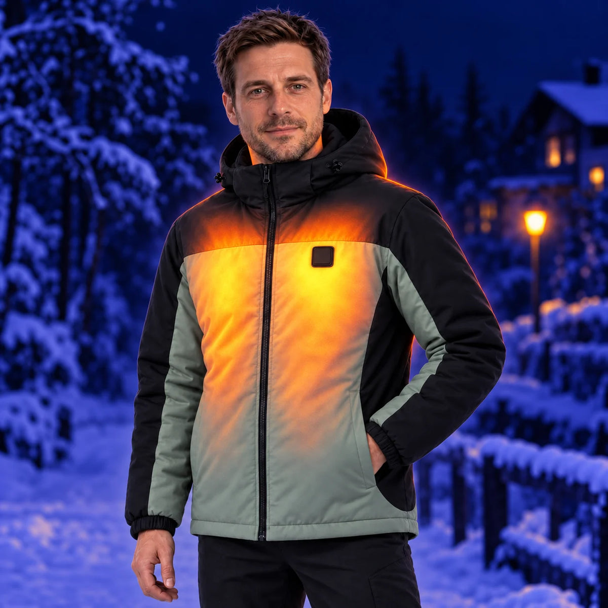 Oppvarmet parkas unisex PyreFit Schiefer – varme på bryst og rygg