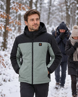 Oppvarmet parkas unisex PyreFit Schiefer en vinterdag: på tur