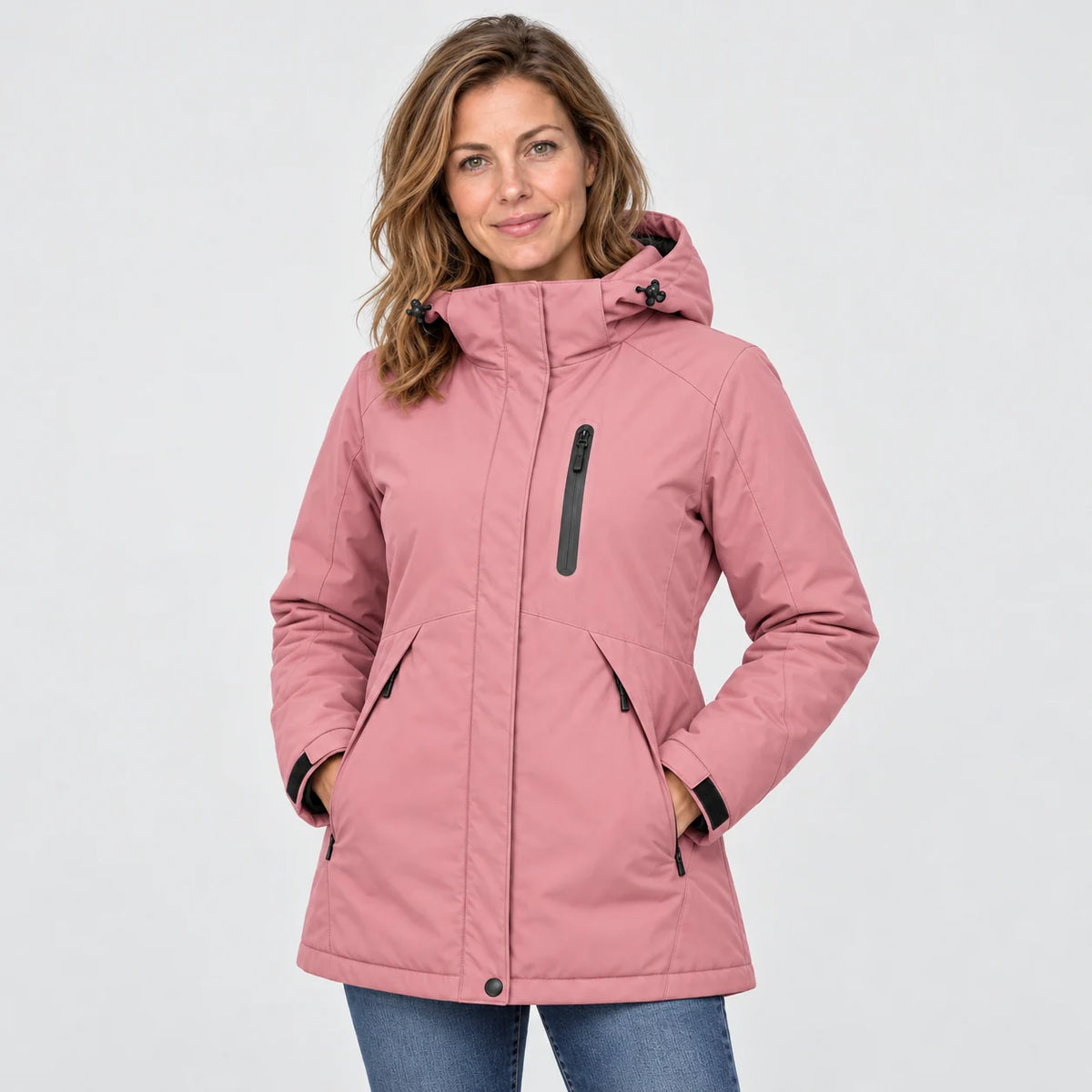 Oppvarmet parkas dame PyreFit Traverso i rosa, forfra