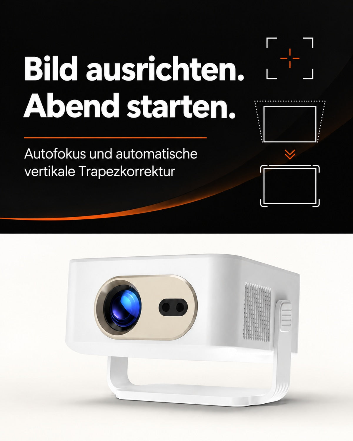 Miniprojektor – juster bildet. Start kvelden.