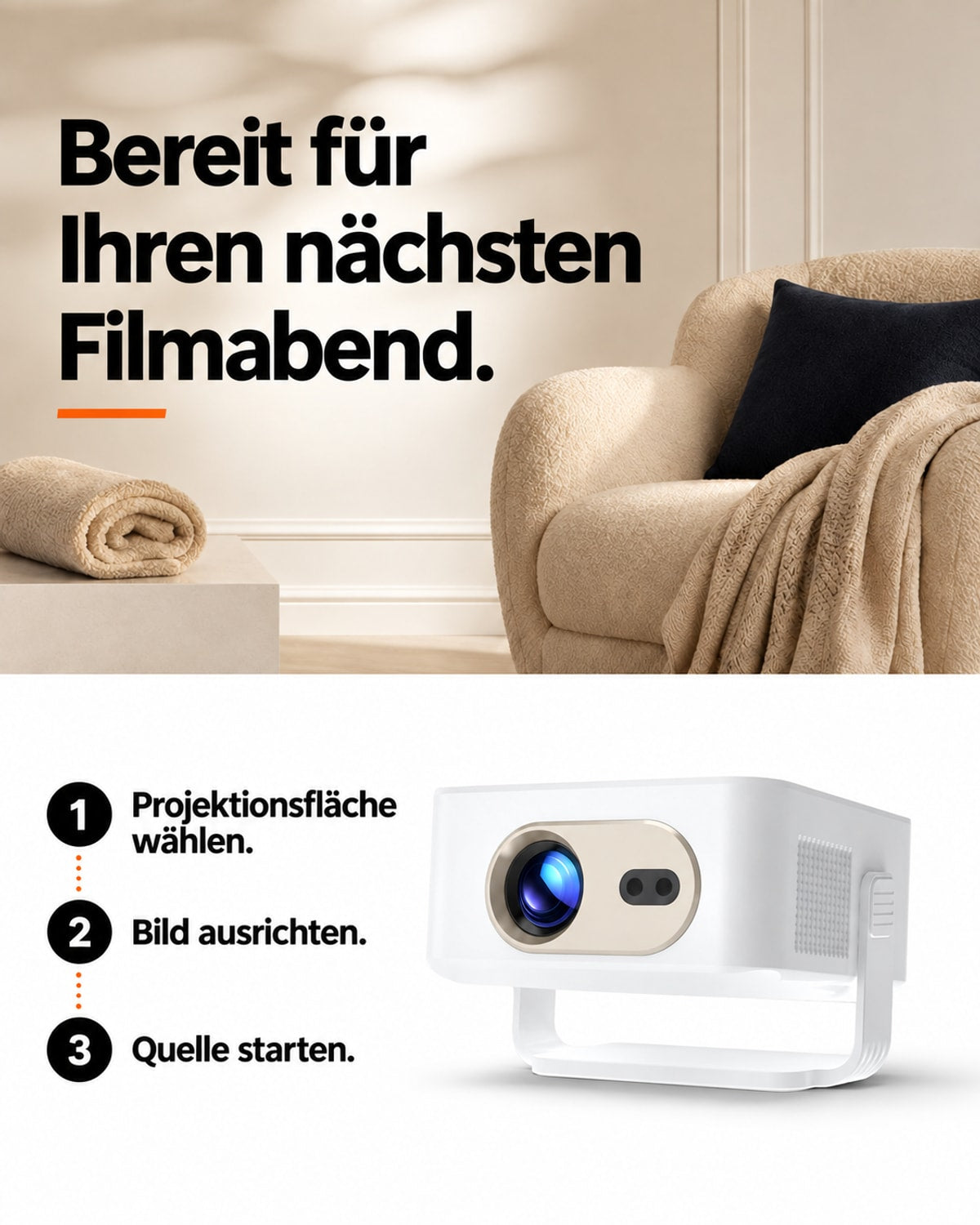 Miniprojektor – klar for din neste filmkveld.