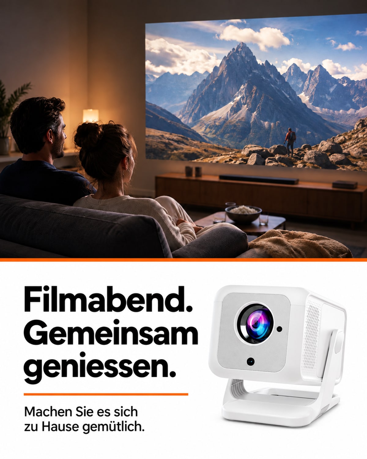 Miniprojektor – filmkveld. Nyt det sammen.
