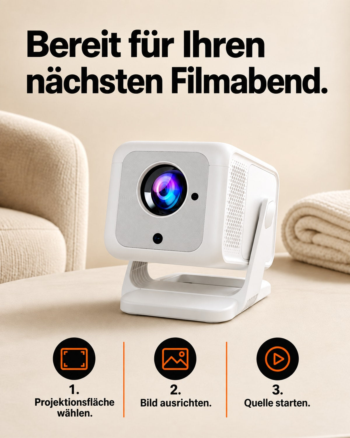 Miniprojektor – klar for din neste filmkveld.