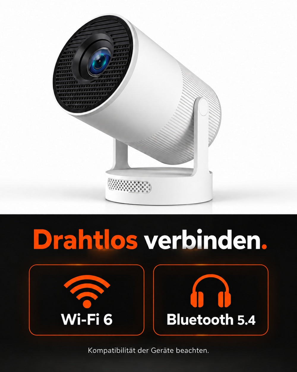 Miniprojektor – Wi-Fi 6 og Bluetooth 5.4