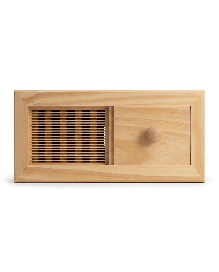 Ventil for badstuen i badstuvirke – regulerbar ventilasjon med skyveluke – produktbilde 1