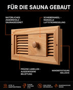 Ventil for badstuen i badstuvirke – regulerbar ventilasjon med skyveluke – produktbilde 8