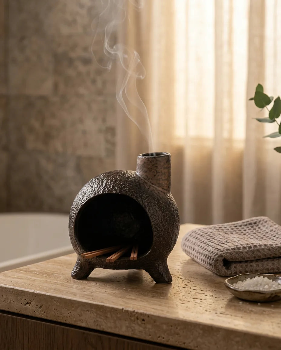 Røkelsesholder i keramikk – skulpturelt kar for palo santo og røkelse – produktbilde 11