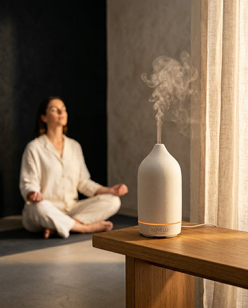 Aromadiffuser i keramikk – stillegående ultralydtåke for eteriske oljer – produktbilde 1