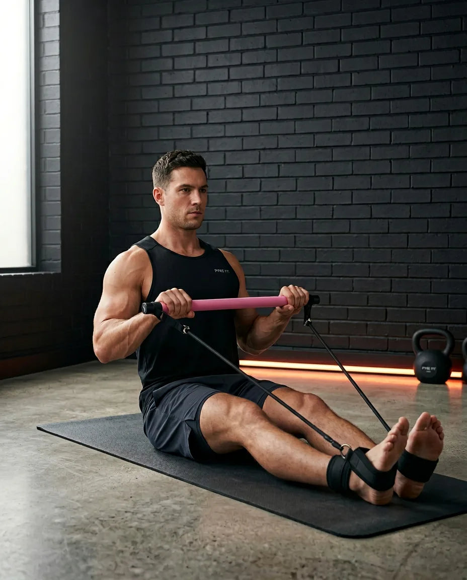 Pilatessett med stang og motstandsstrikker – leddvennlig trening hjemme – produktbilde 3